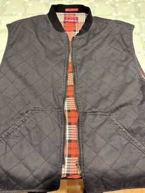 90s Marlboro Quilted Black Vest Reversible with Red Plaid Lining